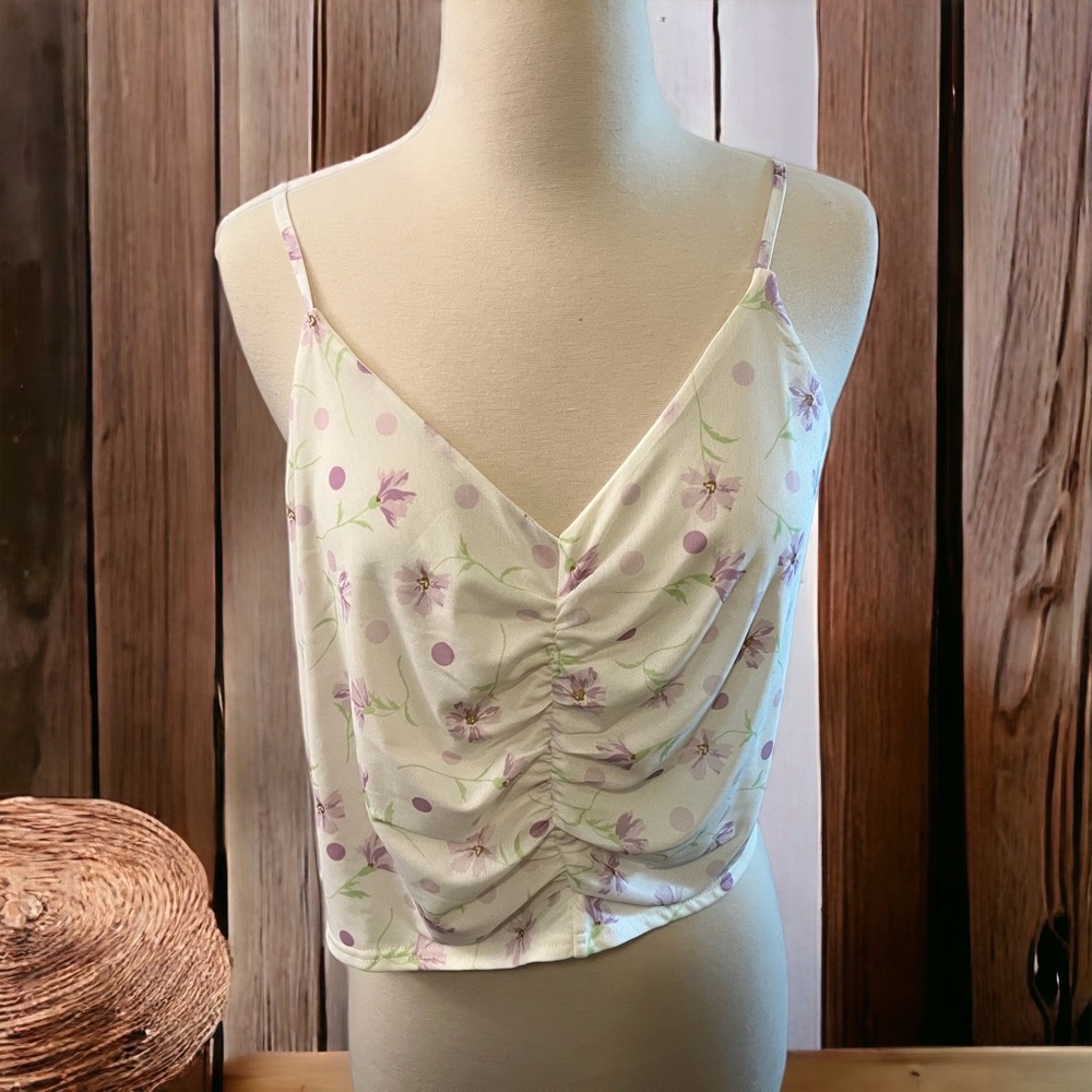 BP Floral Ruched Cami with Spaghetti Straps, 2X